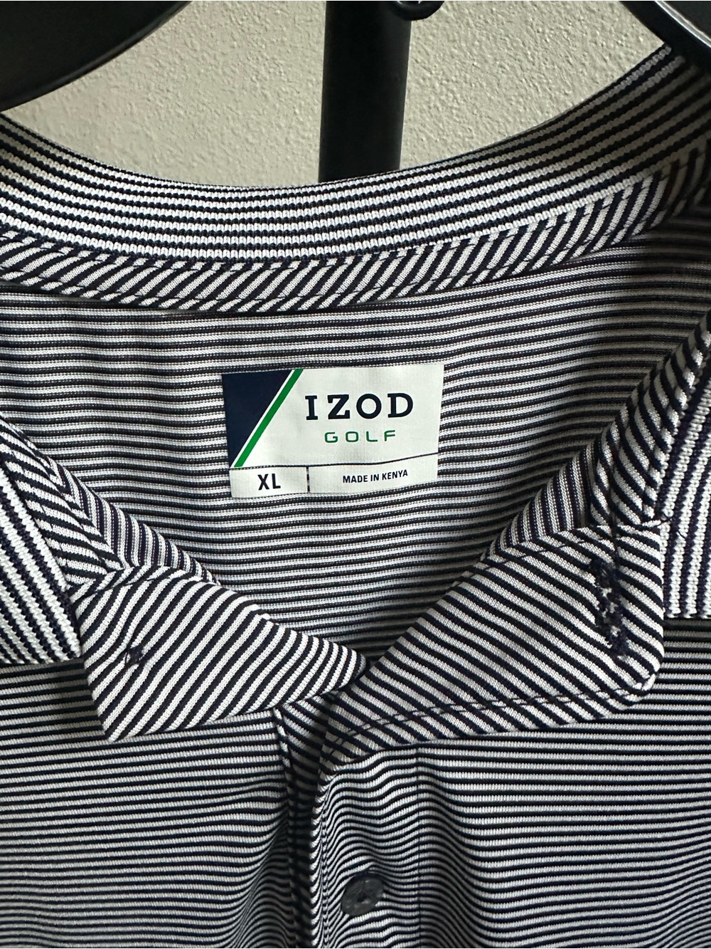 Izod Striped Golf Polo in Navy and White